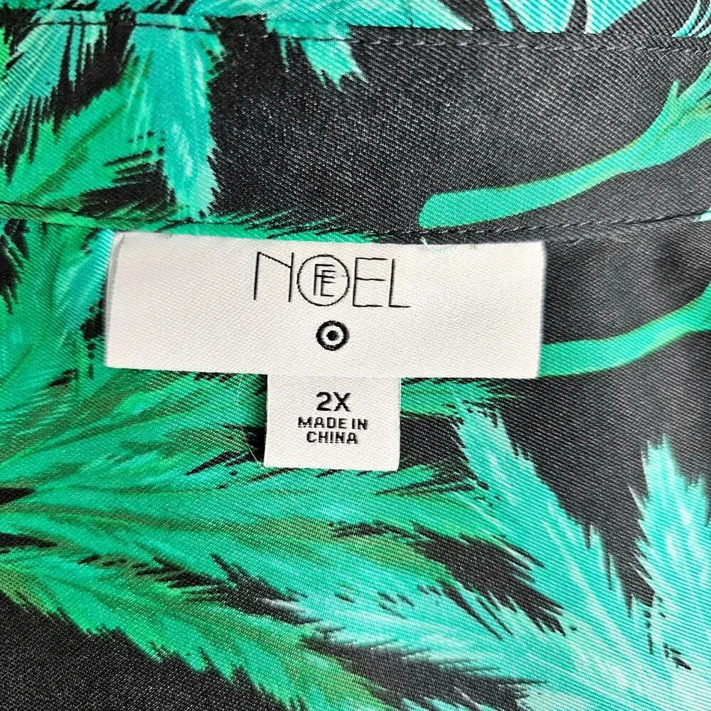Fe Noel x Target Palm Print Button Down Shirt 2X Green Black Resort Coverup